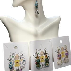 Elegant Blue and Purple Floral Earrings